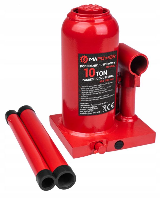 Podnośnik samochodowy MAPOWER słupkowy hydrauliczny butelkowy 200-385mm 10T 1 szt.