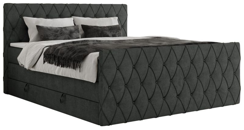 Łóżko kontynentalne MKS Meble MIREN KING DUO 120x200 H4 Ciemnoszary struktura 1szt.