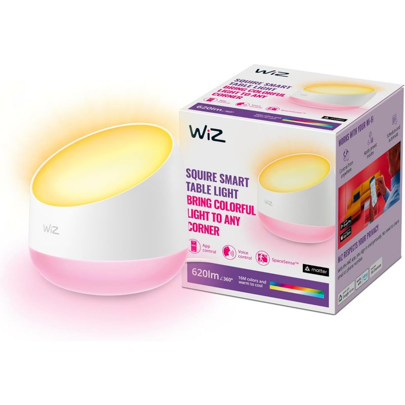Lampka Biurkowa LED WiZ Nocna 9W 620lm 2200-6500K RGB + TW 13.5cm Inteligentna Smart WiFi Bluetooth Aplikacja 1 szt.