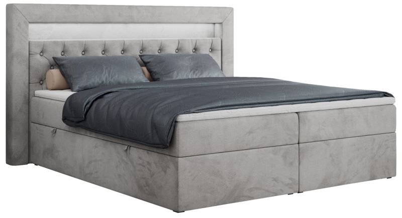 Łóżko kontynentalne MKS Meble GOLD 6 200x200 H3 Jasnoszary welvet 1szt.