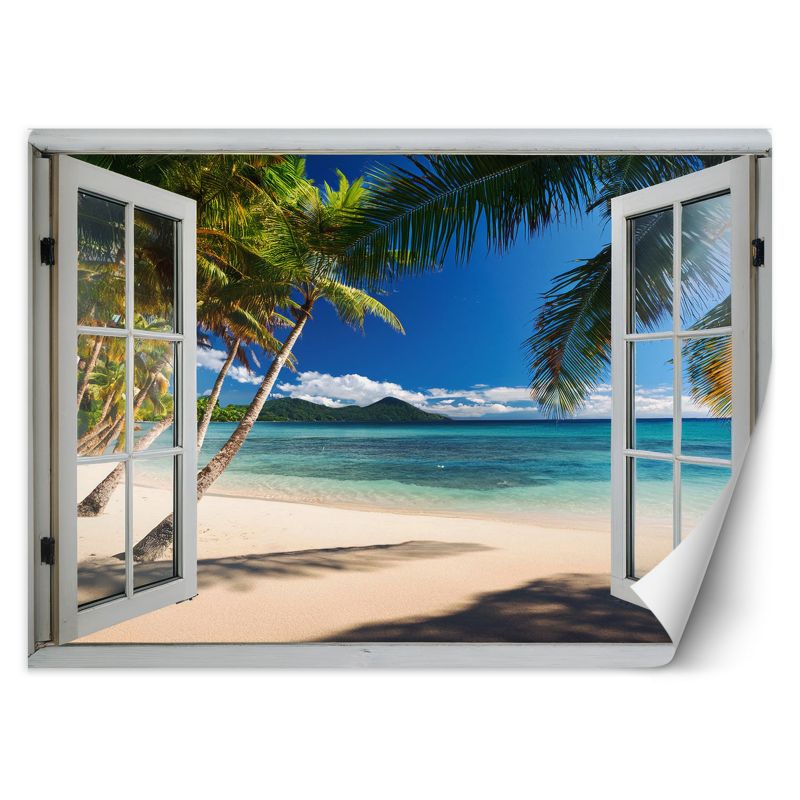 Fototapeta Feeby Widok z okna Palmy Plaża Tropikalna 150x105 1 szt