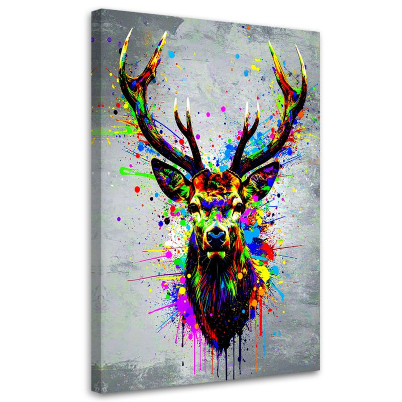 Obraz do biura salonu Feeby Kolorowa Głowa Jelenia Abstrakcja 80x120cm 1szt