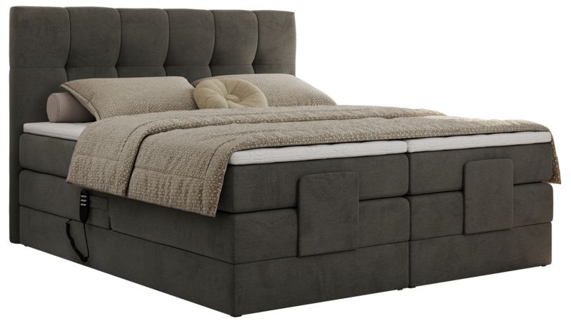 Łóżko kontynentalne MKS Meble VITTORIA 200x200 H4 Ciemnoszary welvet 1szt