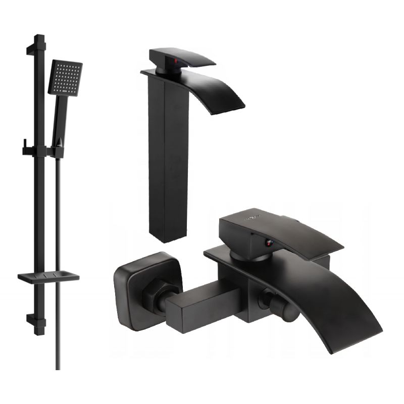 Zestaw wannowy Mexen Aries czarny 744813DQ45-70 1 szt.