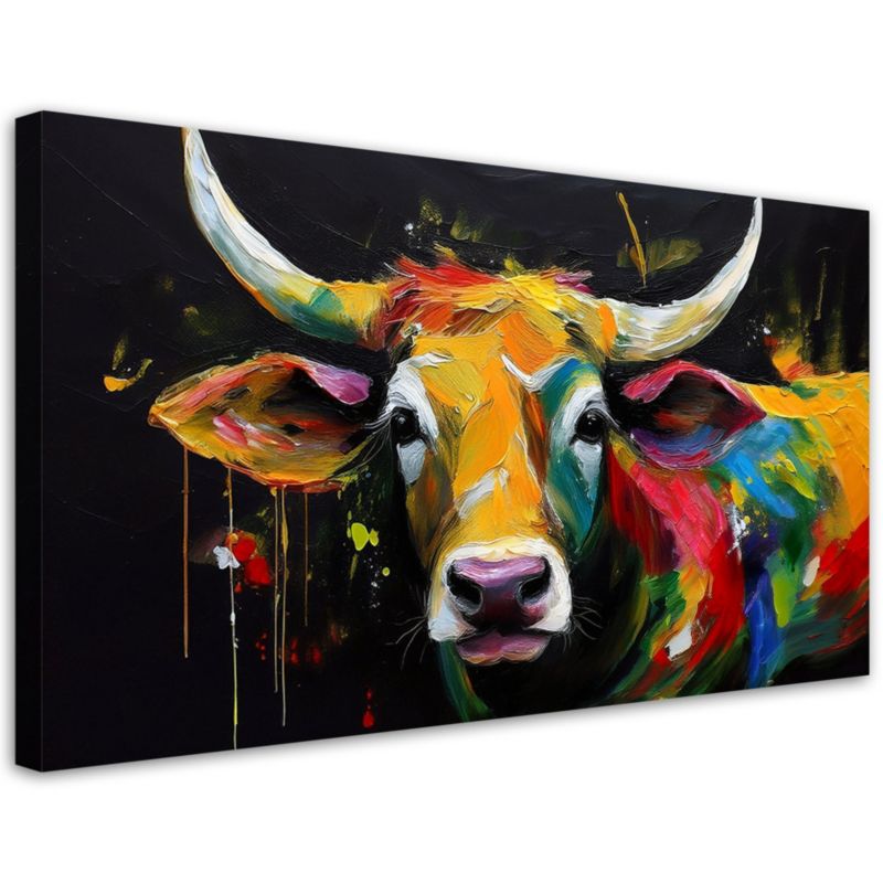 Obraz na płótnie Feeby Abstrakcja Kolorowa Szkocka Krowa 80x40cm 1szt