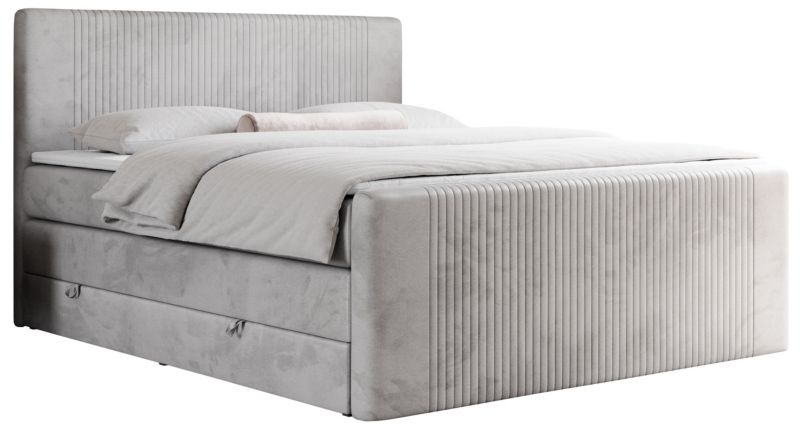 Łóżko kontynentalne MKS Meble KING DOREN 160x200 H3 jasnoszary welwet 1szt.