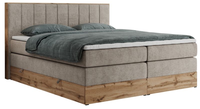 Łóżko kontynentalne MKS Meble BELLISSIMO KING 140x200 H4 beżowy struktura 1szt.