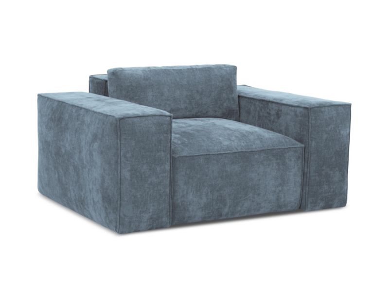 Fotel z funkcją spania LaMiaSofa Asti z tkaniny szenilowej 157x113 cm jeans 1 szt.