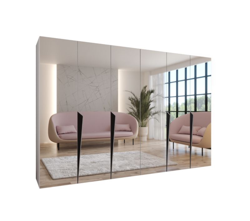 Szafa uchylna z lustrem otwierana Abiks PIANO 3 300 (2x150) wys 202 cm Biały + Czarny 1 szt