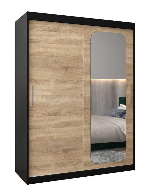 Szafa przesuwna Garderoba Abiks PROMO T2 150 czarny/sonoma 1 szt.