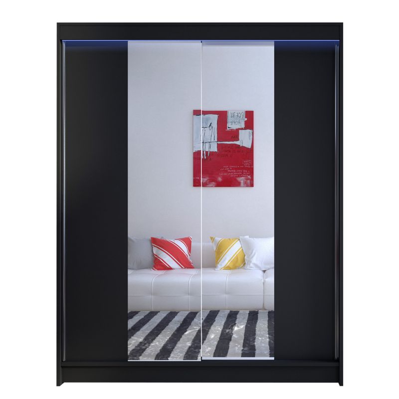 Szafa MIRJAN 24 z drzwiami przesuwnymi Camino II z oświetleniem RGB czarny 1 szt.