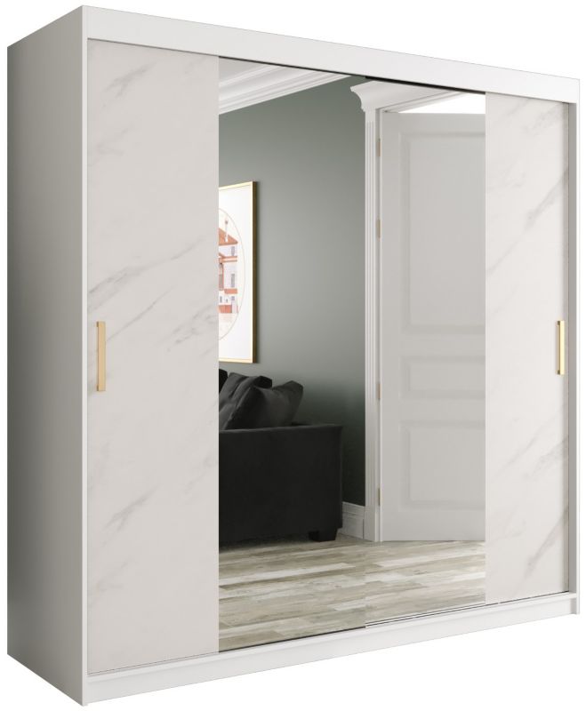 Szafa przesuwna Garderoba Abiks Marmur T1 200 biały + biały 1 szt.