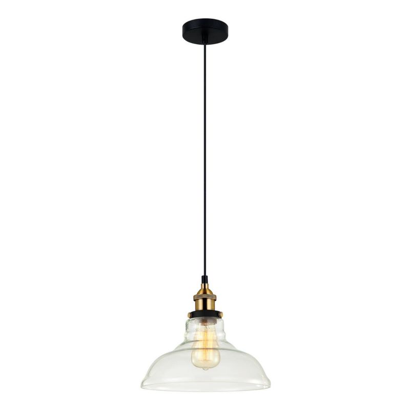 Lampa wisząca Italux Hubert 0679 czarno-złota-przezroczysty industrialna 1xE27 x 60W 1 szt.
