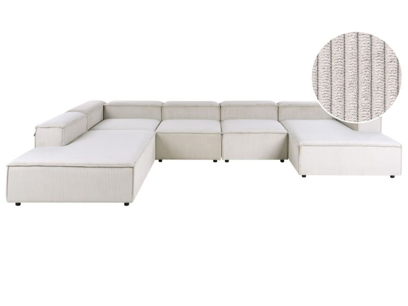 Narożnik modułowy dla 5 osób Ardal Sztruks Beżowoszary Prawostronny 1 kpl