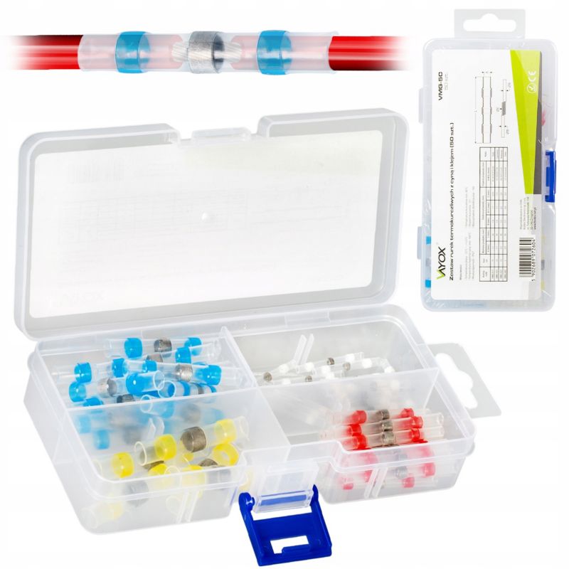 Koszulki termokurczliwe Vayox VMG-50 rurki z klejem i cyną 50szt 1 kpl.