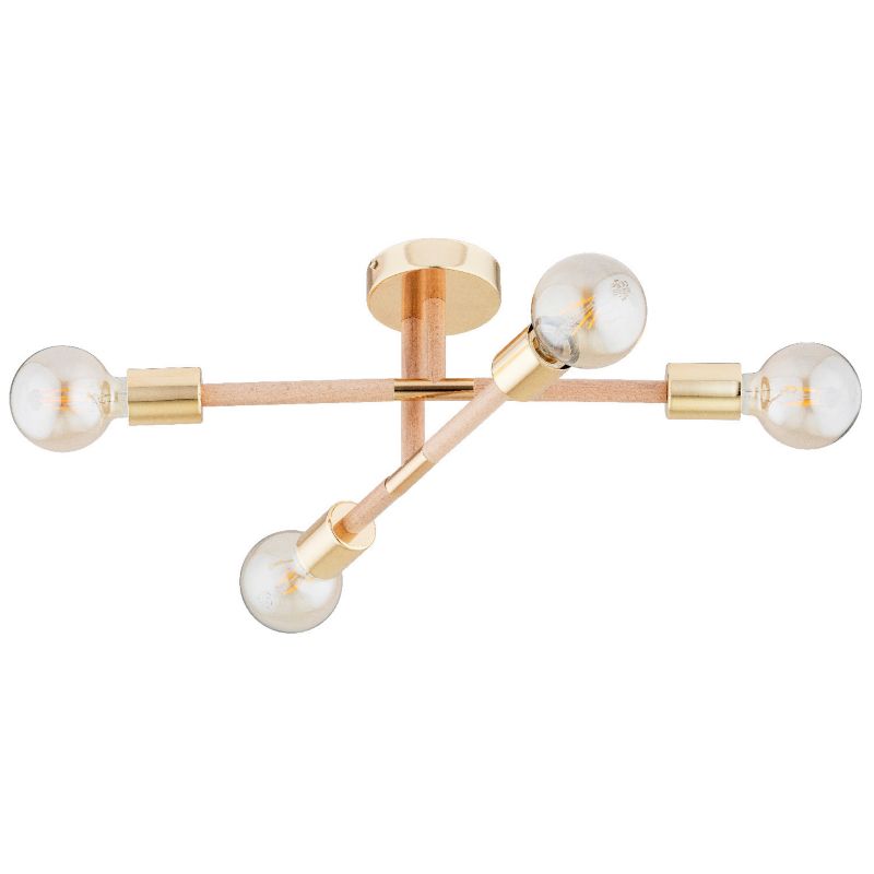 Lampa sufitowa wisząca Alfa Otello 2769 jasne drewno-złota minimalistyczna 4xE27 x 15W 1 szt.