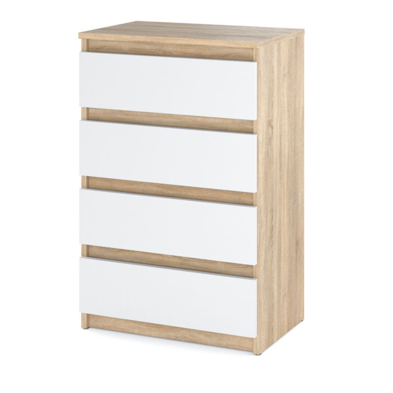 Komoda Hurtownia-Mebli Szuflady 4 Hugo Mała 60cm Dąb Sonoma Biały Mat 60x33.5x92.5 cm 1szt.