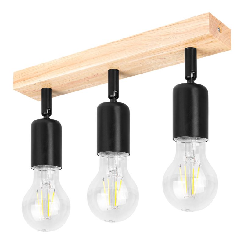 Kinkiet potrójny E27 LED MasterLED Eos ruchomy 30cm IP20 czarny drewno lampa 1 szt.