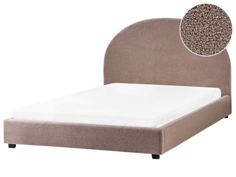 Łóżko Boucle Vaucluse 140 x 200 cm Beżowoszary 1 szt.