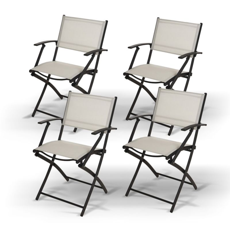 Krzesła ogrodowe 4 w zestawie, Koopman International, składane białe, 1 szt.