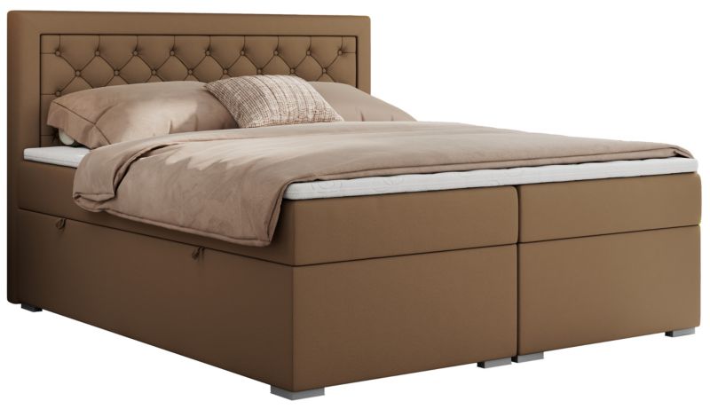 Łóżko kontynentalne MKS Meble JASIR 120x200 H4 brązowy ekoskóra 1szt.