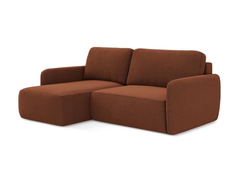 Narożnik lewostronny z funkcją spania LaMiaSofa CORLE z tkaniny strukturalnej 207x148 cm terakota 1 szt.