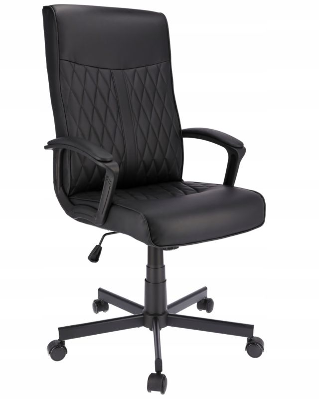 Fotel biurowy ergonomiczny JUMI obrotowy nowoczesny COMFORT ekoskóra czarny 1 szt.