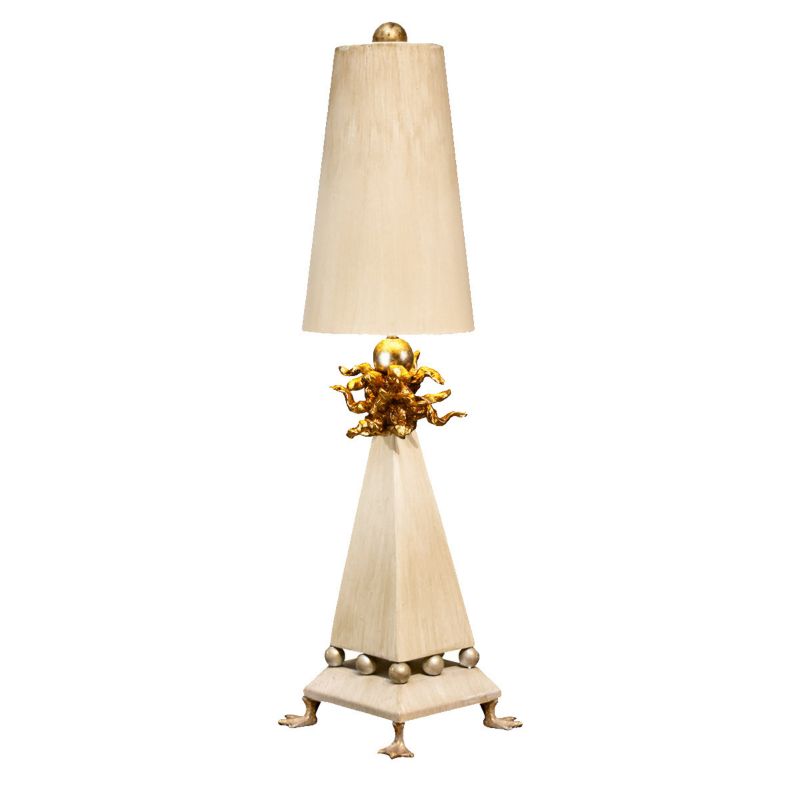 Lampka stołowa Flambeau Leda kremowo-złota 1 x E27 x 60W IP20 wym: 81 x 20 x 20 cm pergamin - 1 szt.