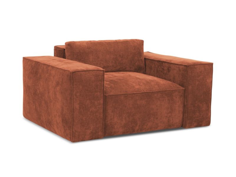 Fotel z funkcją spania LaMiaSofa Asti z tkaniny szenilowej 157x113 cm terakota 1 szt.