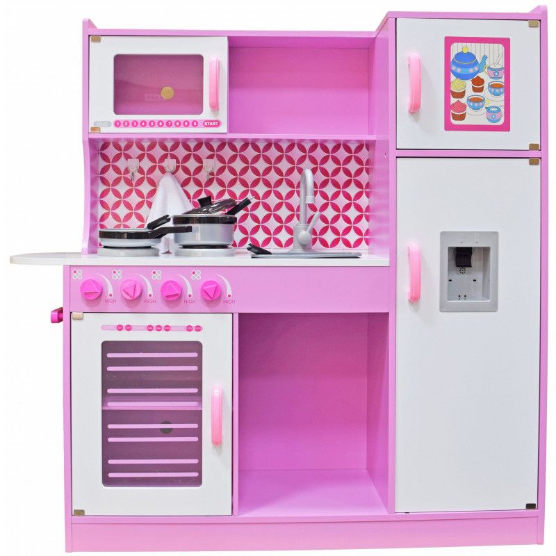 Drewniana Kuchnia dla dzieci 4iQ Group Nikola cukierkowa różowa 1szt.