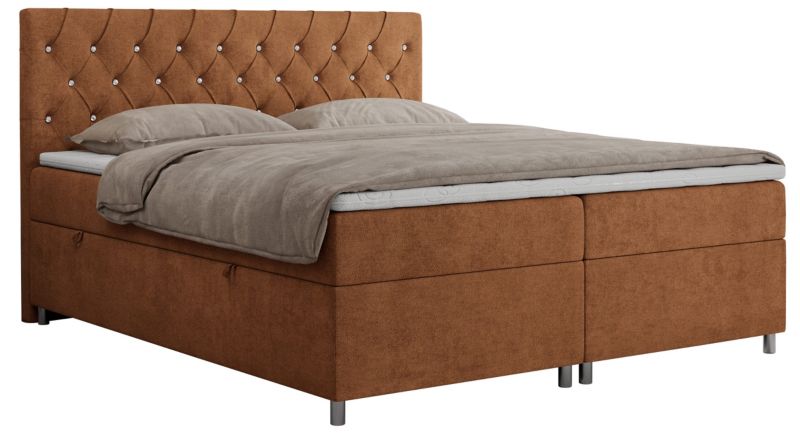 Łóżko kontynentalne MKS Meble ROMA 140x200 H3 Pomarańczowy struktura 1szt.