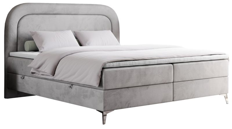 Łóżko kontynentalne MKS Meble EIRA 160x200 H3 jasnoszary welwet 1szt.