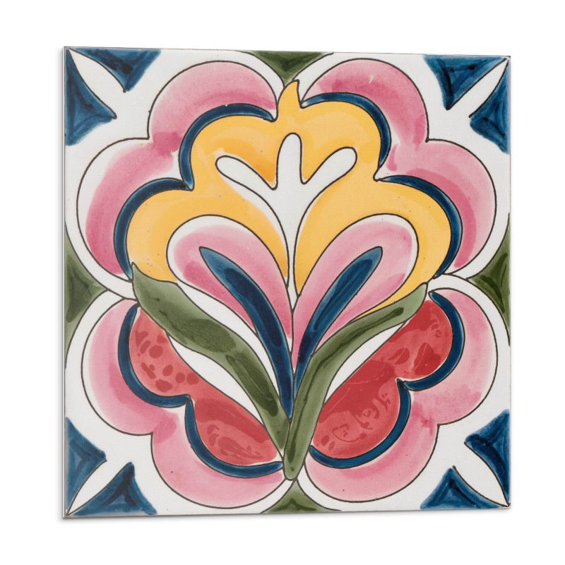 Kafelki samoprzylepne Wallfluent 30x30 cm Wzór kwiatów na płytce 9 szt.