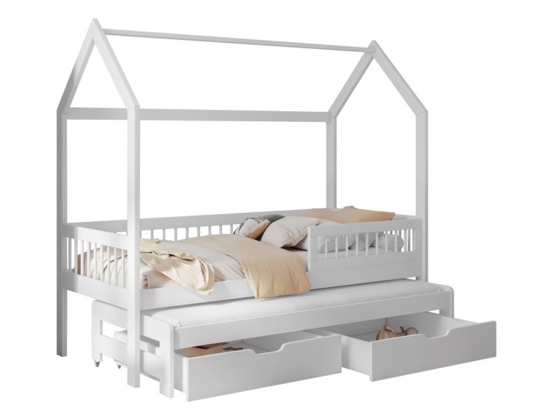Łóżko dziecięce domek z szufladami MIRJAN 24 Asher 90x200 biały 1 szt.