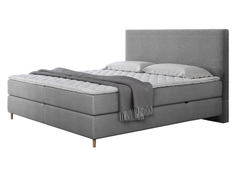 Łóżko kontynentalne MIRJAN 24 Laro Sztruks 140x200 popielaty/jasny szary 1 szt.