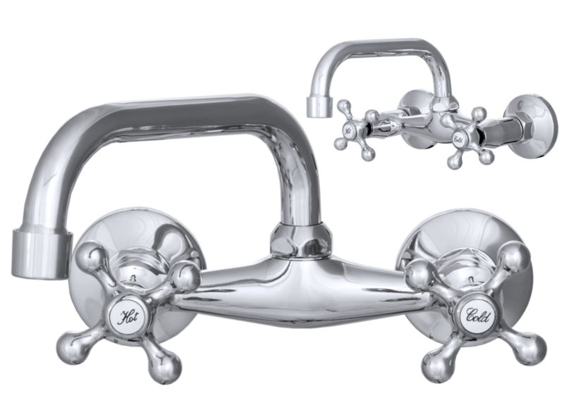 Bateria Ścienna Kuchenna i Łazienkowa Granitan Retro C Srebrna 1szt.