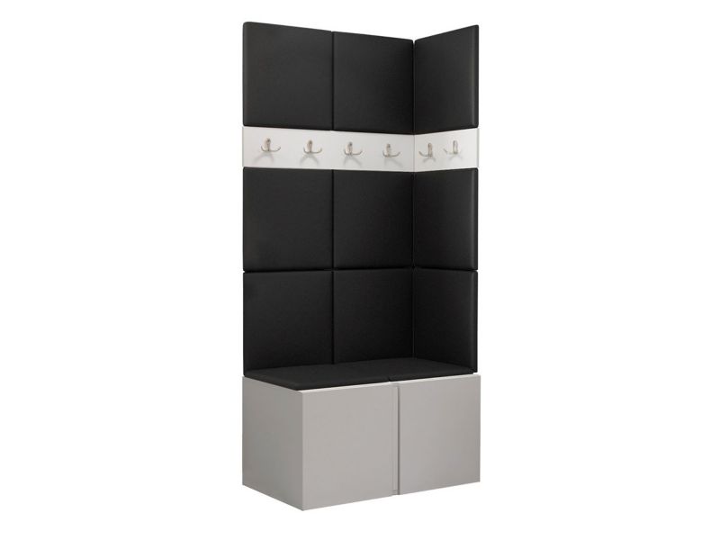 Garderoba MIRJAN 24 Orion I biały + czarna ekoskóra 1 kpl.