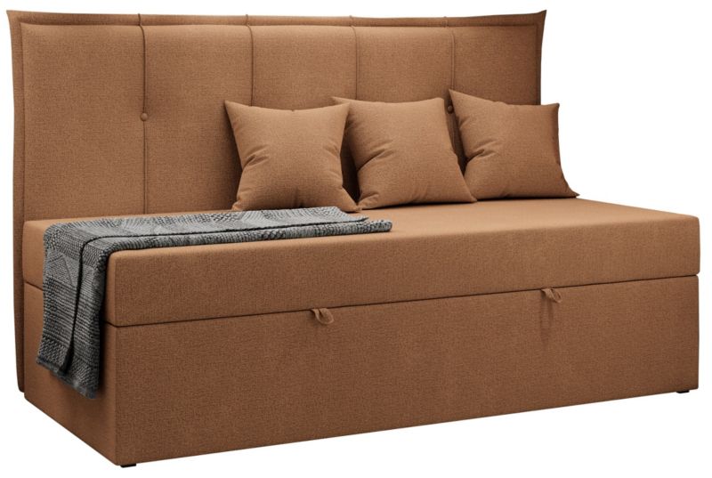 Łóżko młodzieżowe MKS Meble BANCO 90x200 H3 pomarańczowy struktura topper Visco 1szt.