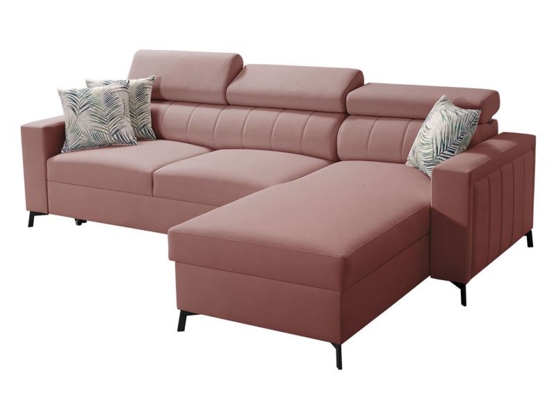 Narożnik MIRJAN 24 z funkcją spania Baltico I Maxi prawy róż indyjski/wzór w liście 1 szt.