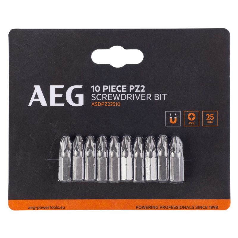 Zestaw Bitów AEG 25mm PZ2 SDriver 10 elementów 1 szt.