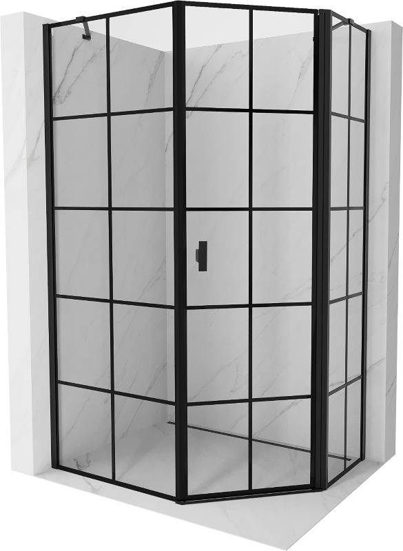 Kabina prysznicowa pięciokątna Mexen Mist czarna kratka 90 x 100 cm 1 szt