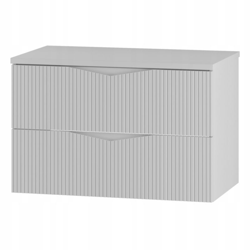 Szafka pod umywalkę z blatem Furnidea 80 cm wisząca biały mat ryflowane fronty zestaw CLEO 1 szt.