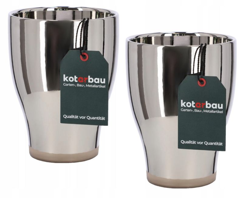 Doniczka KOTARBAU ceramika szkliwiona srebrna 2 szt.