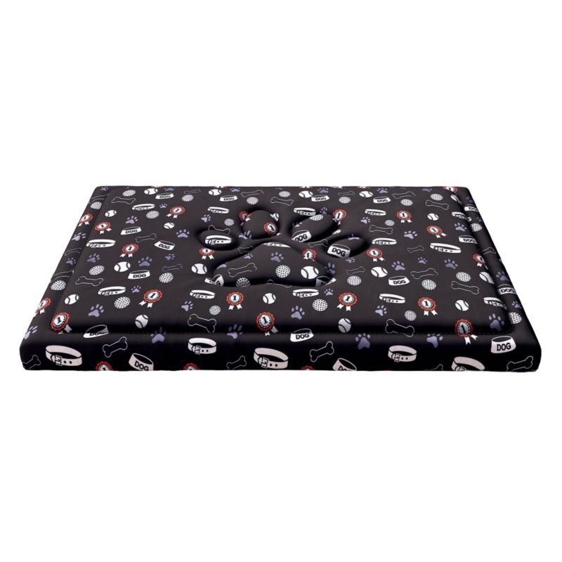 Legowisko FDM wzór czarne kości 70x60 cm wodoodporne z wypełnieniem z pianki i owaty 1 szt.