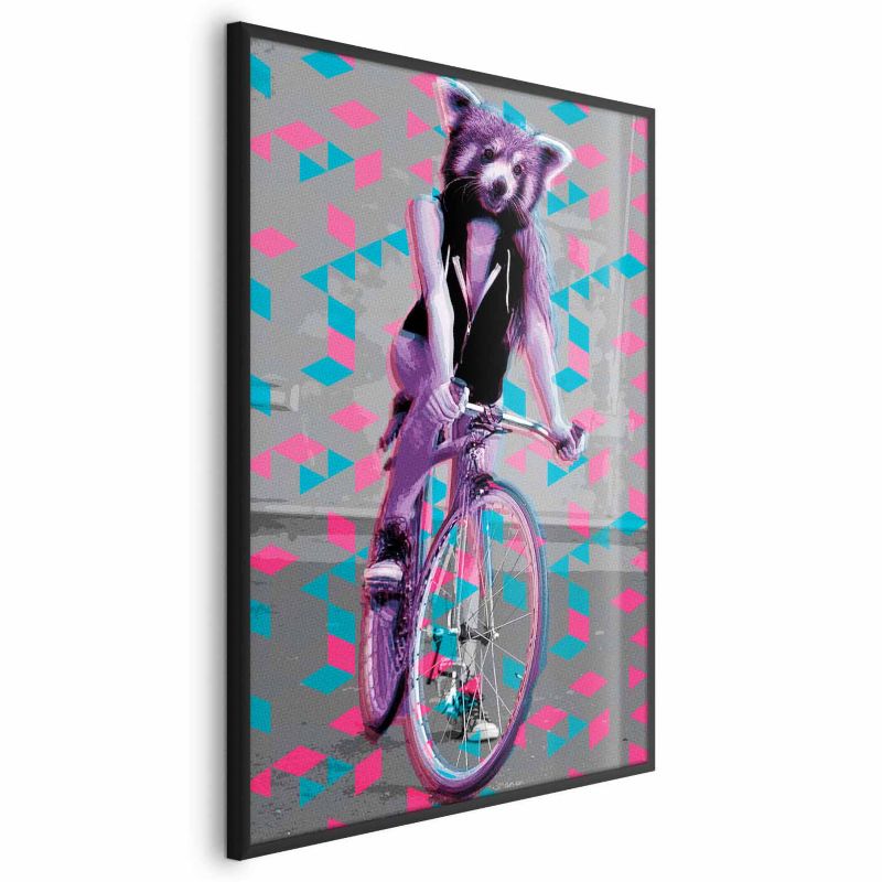 Plakat Artgeist Szop na rowerze 60x90 cm z ramą czarną 1 szt