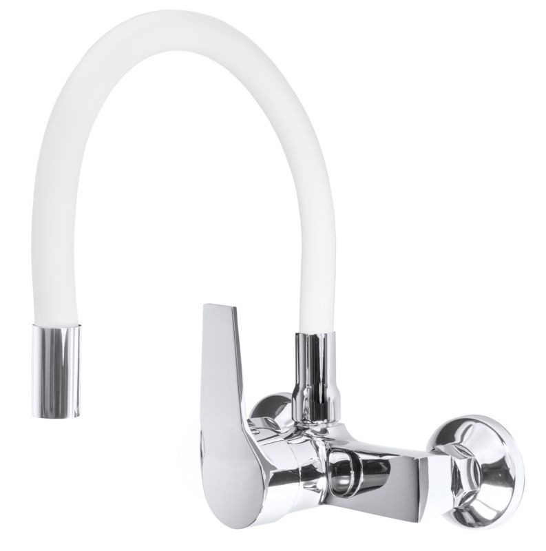 Bateria Kuchenna Stojąca Granitan Flex Biała Bateria Ścienna Kuchenna Umywalkowa 1 szt.