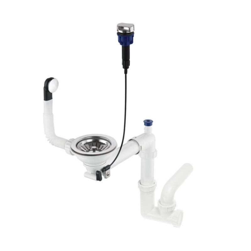 Zestaw automatyczny odpływowy do zlewozmywaków 1-komorowych GranMaster oszczędzający miejsce korek automatyczny chrom 1 szt.