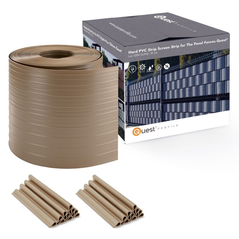 Taśma ogrodzeniowa PCV 19cm, listwa do ogrodzeń panelowych premium, 900 g/m2, RAL1019, beż, 26m