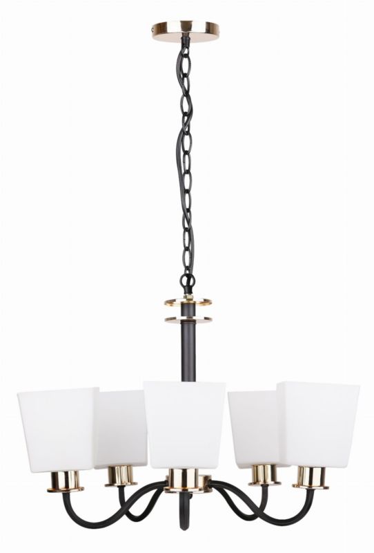 Żyrandol Candellux Schubert czarno-biały-złoty wym: 100 x 53 x 53 cm 5xE27 x 40W 1 szt.