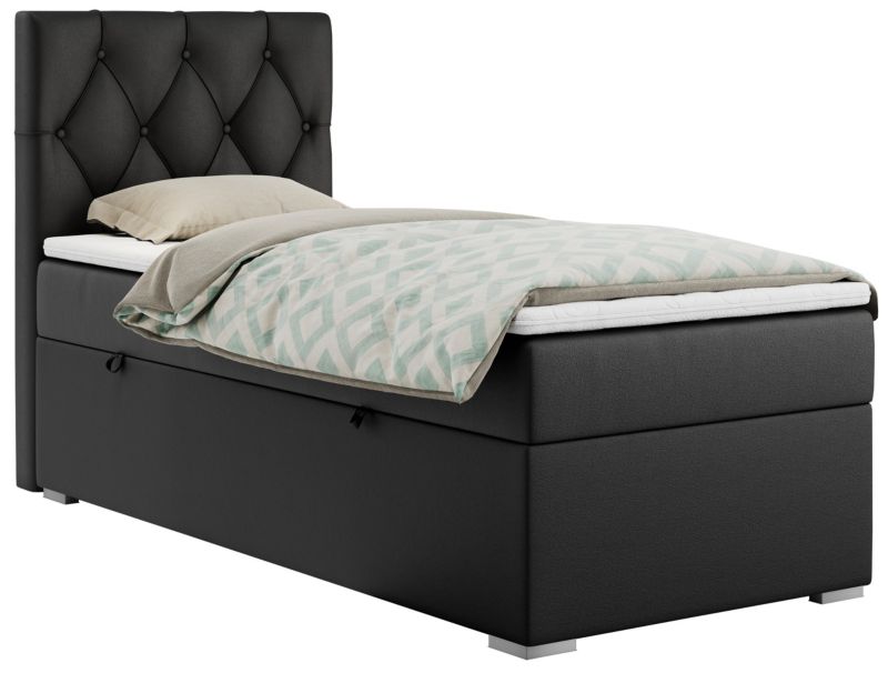 Łóżko kontynentalne MKS Meble ALDA 90x200 H4 czarny ekoskóra strona lewa 1szt.